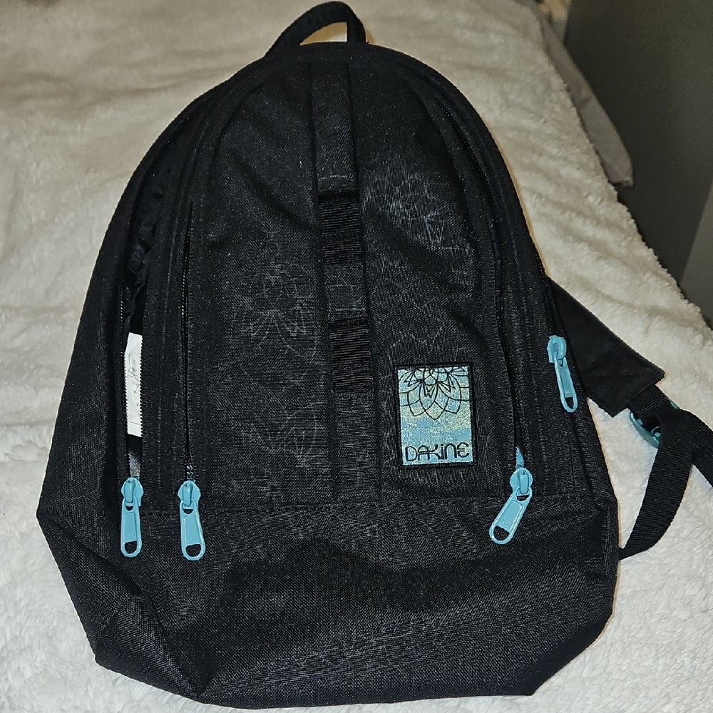 Dakine Black Backpack with Teal Zipper Accents